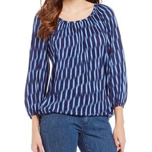 Michael Kors Blue Sari Boho Women’s Blouse Sz Large